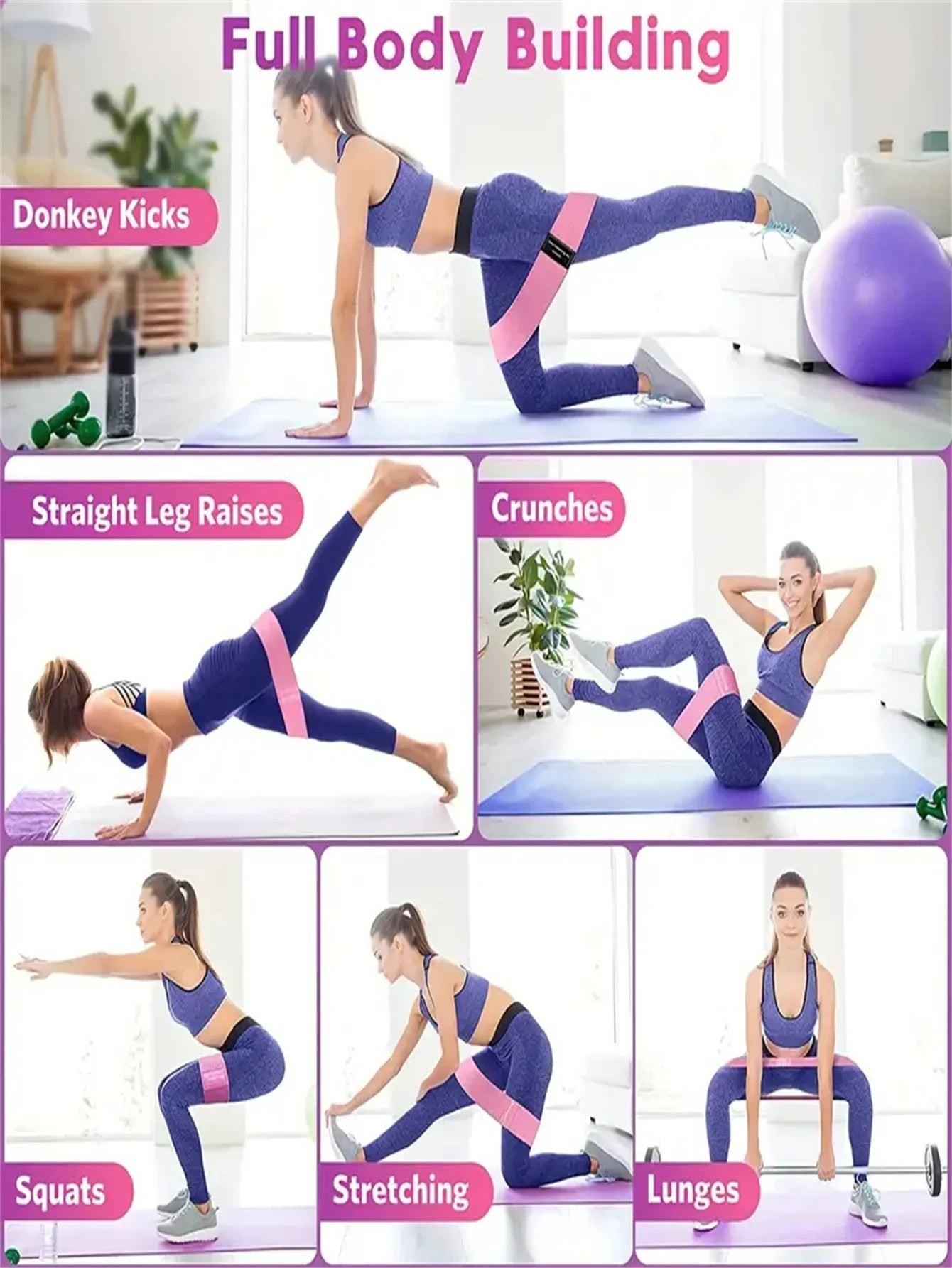 Bandes Élastiques Pilates Yoga - Exercice Jambes